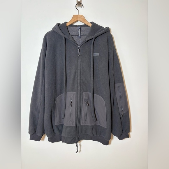 SKIMS Lounge FLEECE OVERSIZED HOODIE Zip Up Jacket S Storm BLACK - Picture 2 of 13